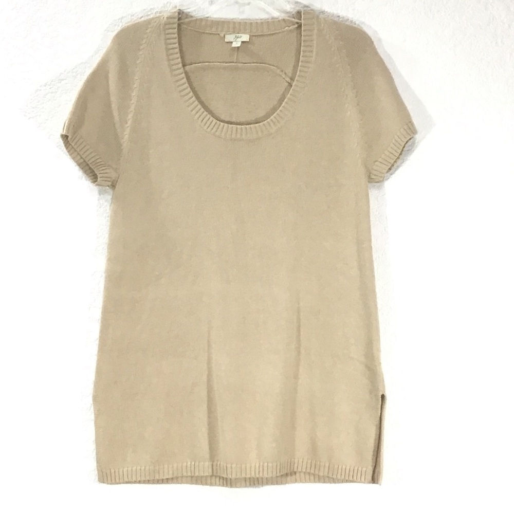🌷J.Jill Tan Short Sleeve Tunic Sweater